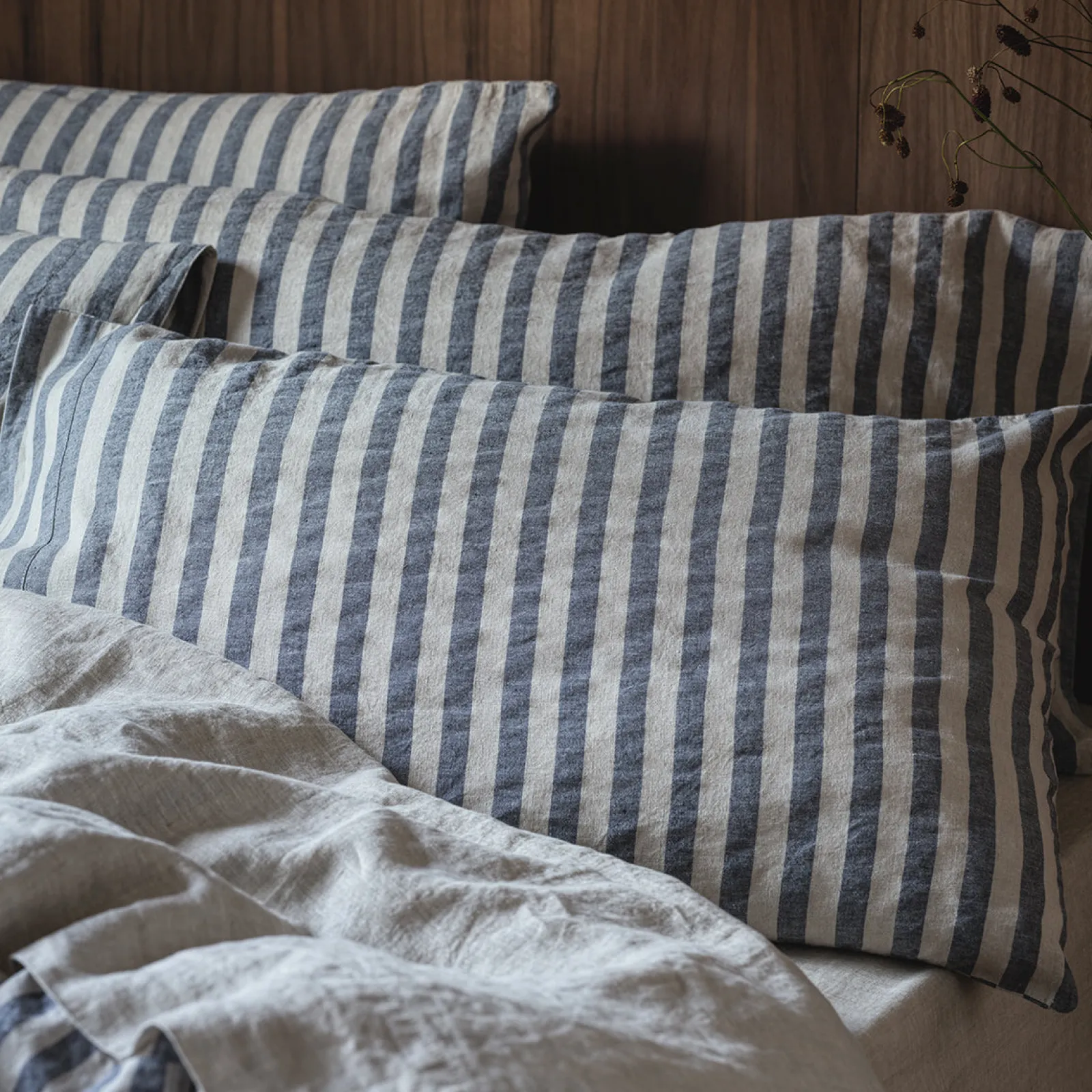 Hot Linen Blend Pillowcase (Pair) Striped Bedding|Linen Bedding