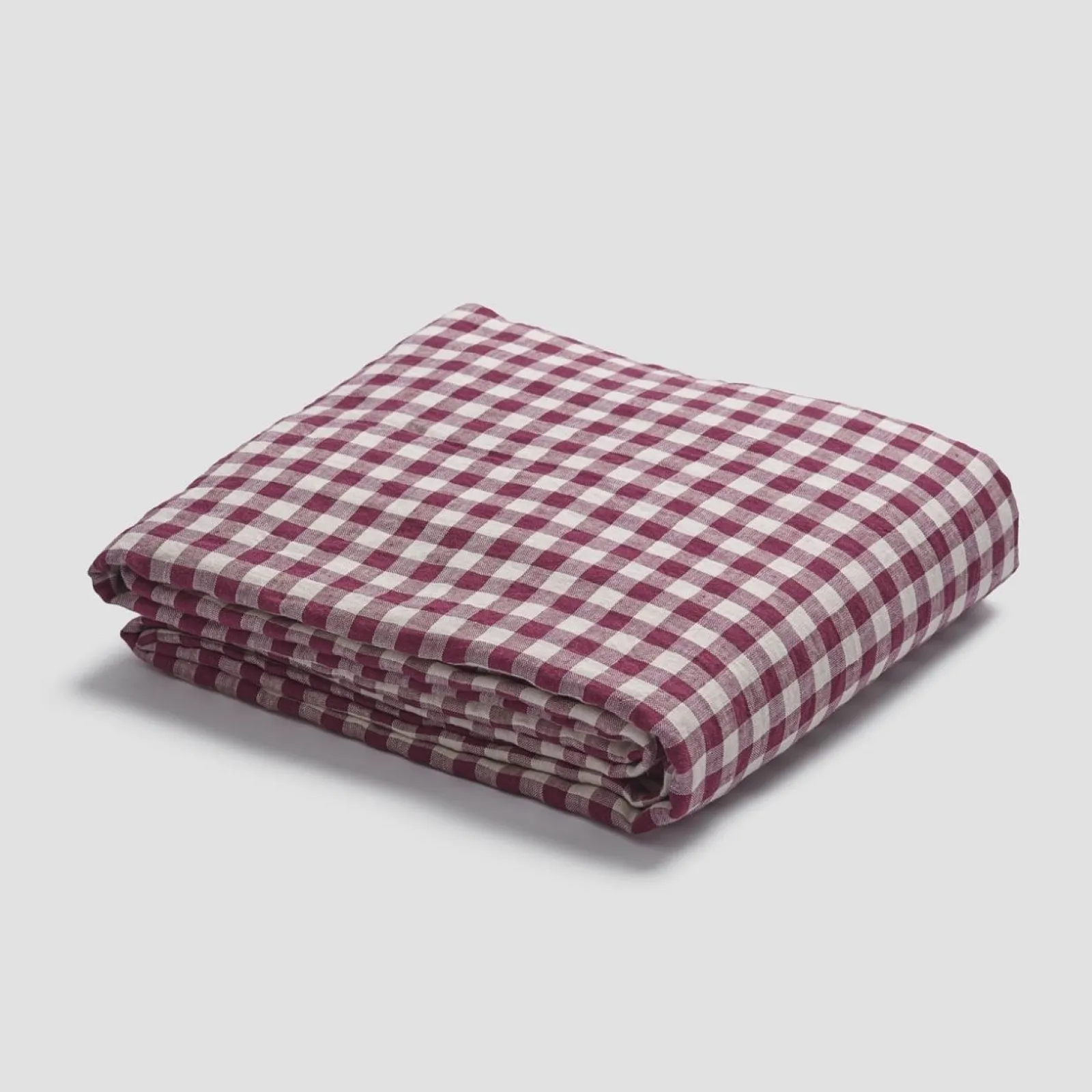 Clearance Berry Gingham 100% Linen Flat Sheet Gingham Bedding|Linen Bedding