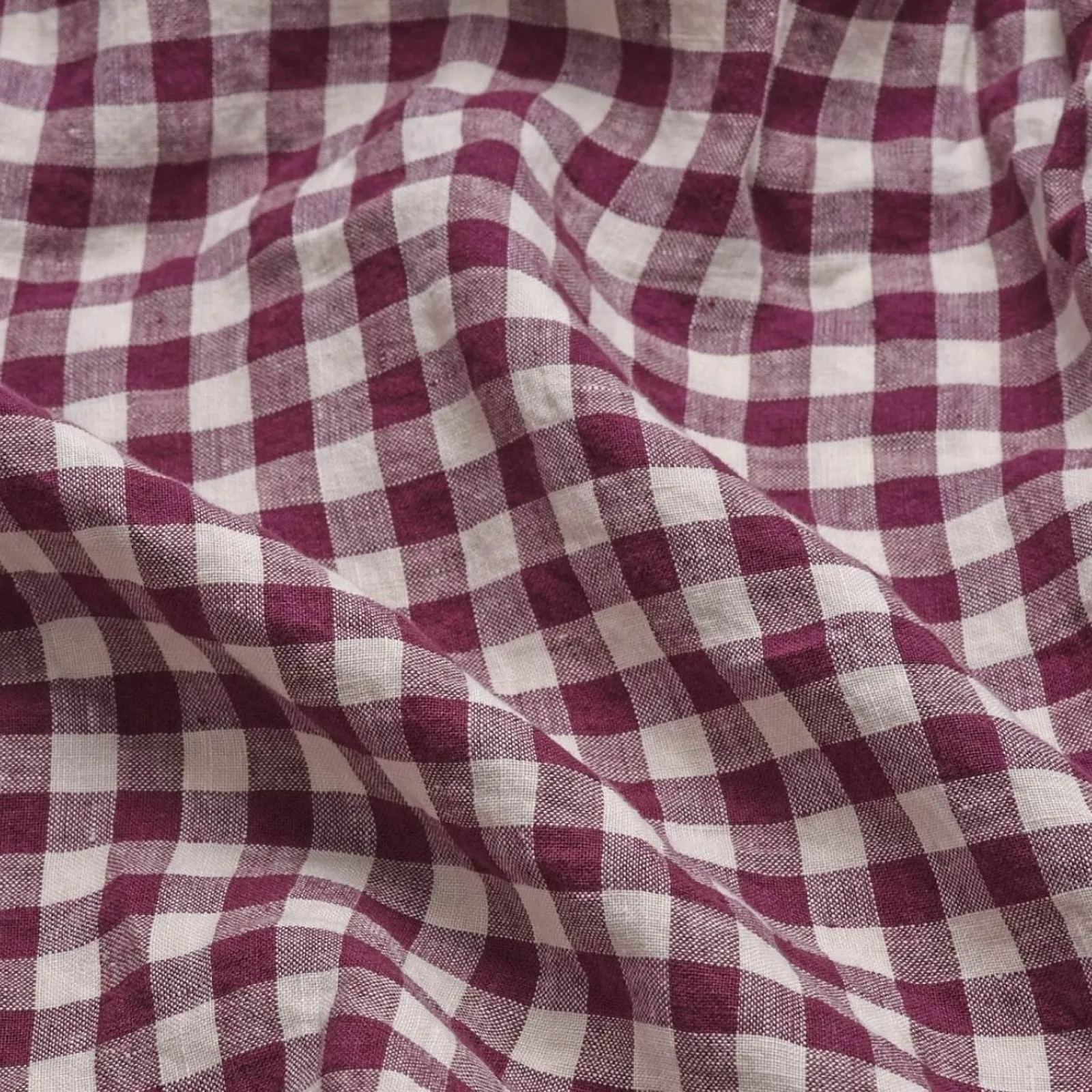 Clearance Berry Gingham 100% Linen Flat Sheet Gingham Bedding|Linen Bedding