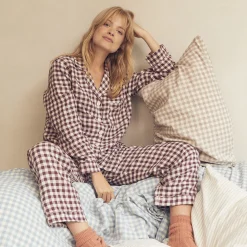 Outlet Pajama pants Women Linen Pajamas|Gingham Pajamas