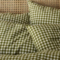 Outlet Linen Blend Pillowcase (Pair) Gingham Bedding|Linen Bedding