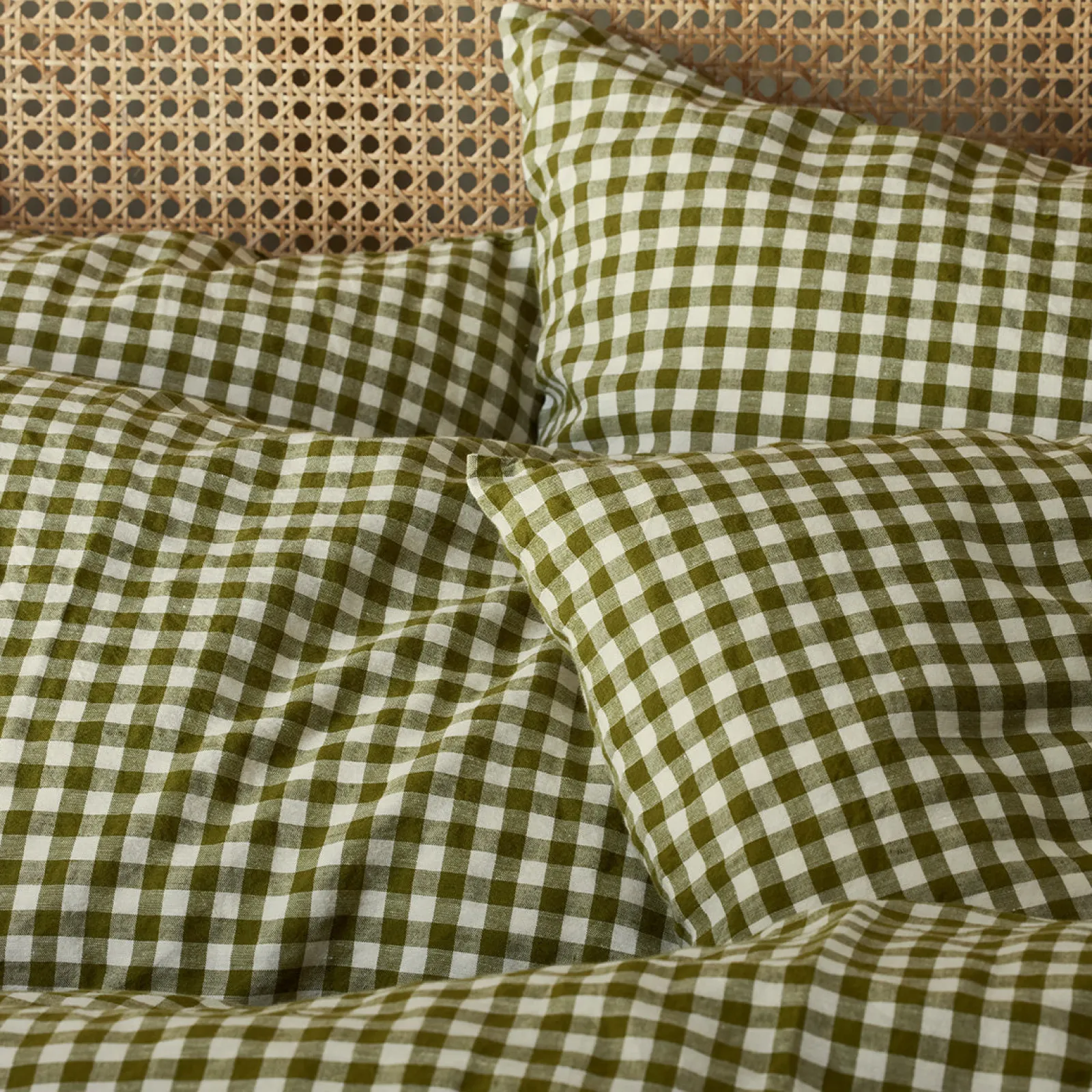 Outlet Linen Blend Pillowcase (Pair) Gingham Bedding|Linen Bedding