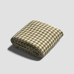 Linen Blend Flat Sheet Gingham Bedding|Linen Bedding