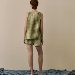 Linen Cami Set Women Linen Pajamas|Gingham Pajamas