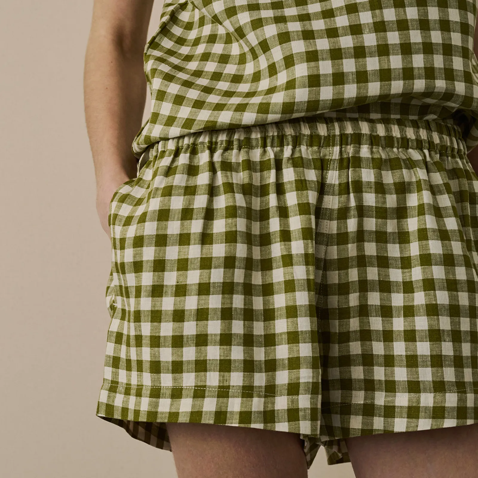 Linen Cami Set Women Linen Pajamas|Gingham Pajamas