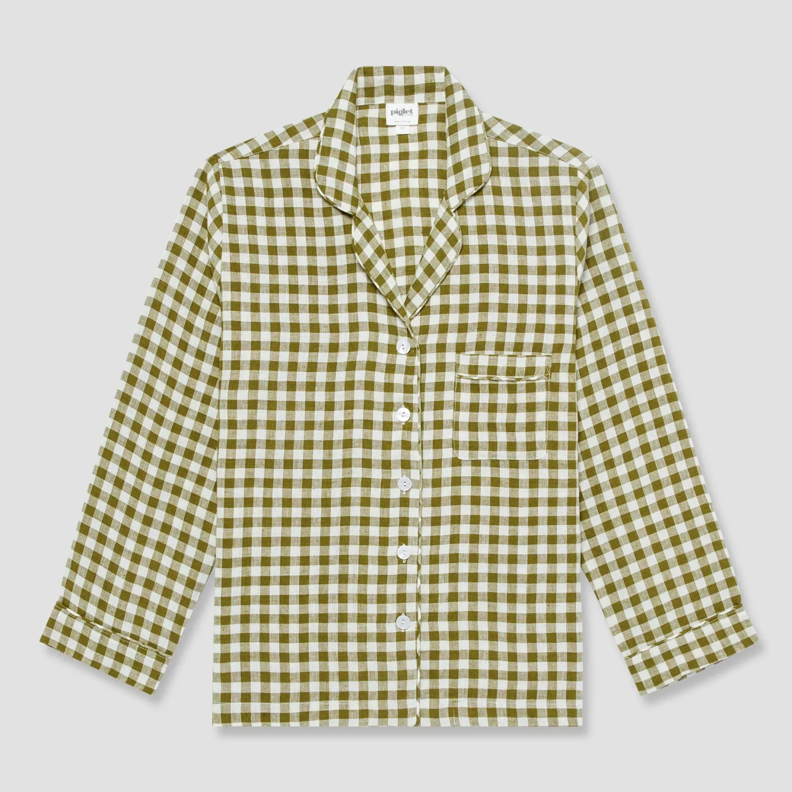 Sale Linen Pajama Shirt (Top Only) Women Linen Pajamas|Gingham Pajamas