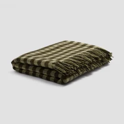 Best Botanical Green Gingham Wool Blanket Blankets & Throws|Blankets & Throws