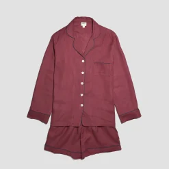 Clearance Linen Pajama Shorts Set Women Pajama Sets|Linen Pajamas