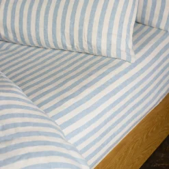 Online 100% Linen Fitted Sheet Striped Bedding|Fitted Sheets