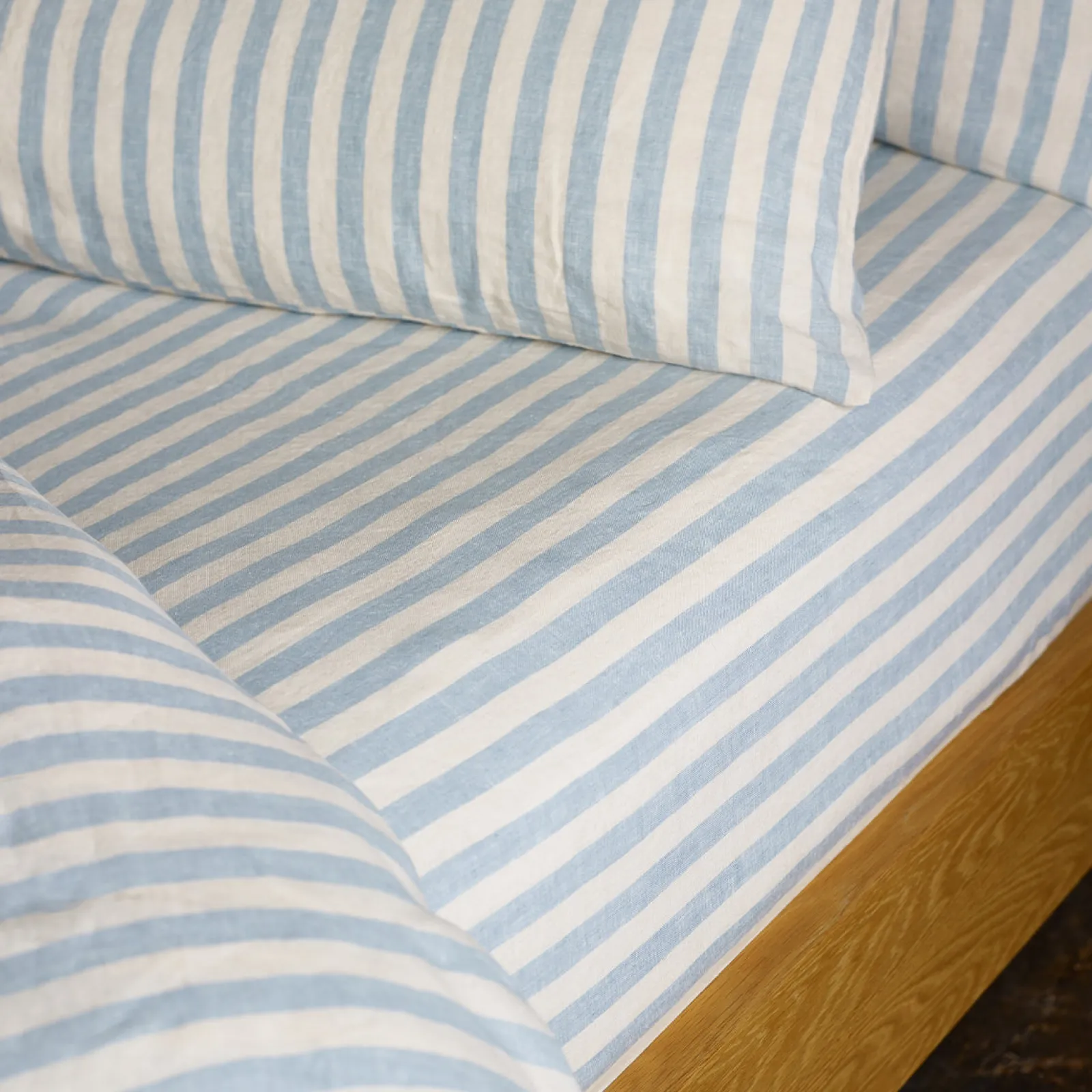 Online 100% Linen Fitted Sheet Striped Bedding|Fitted Sheets