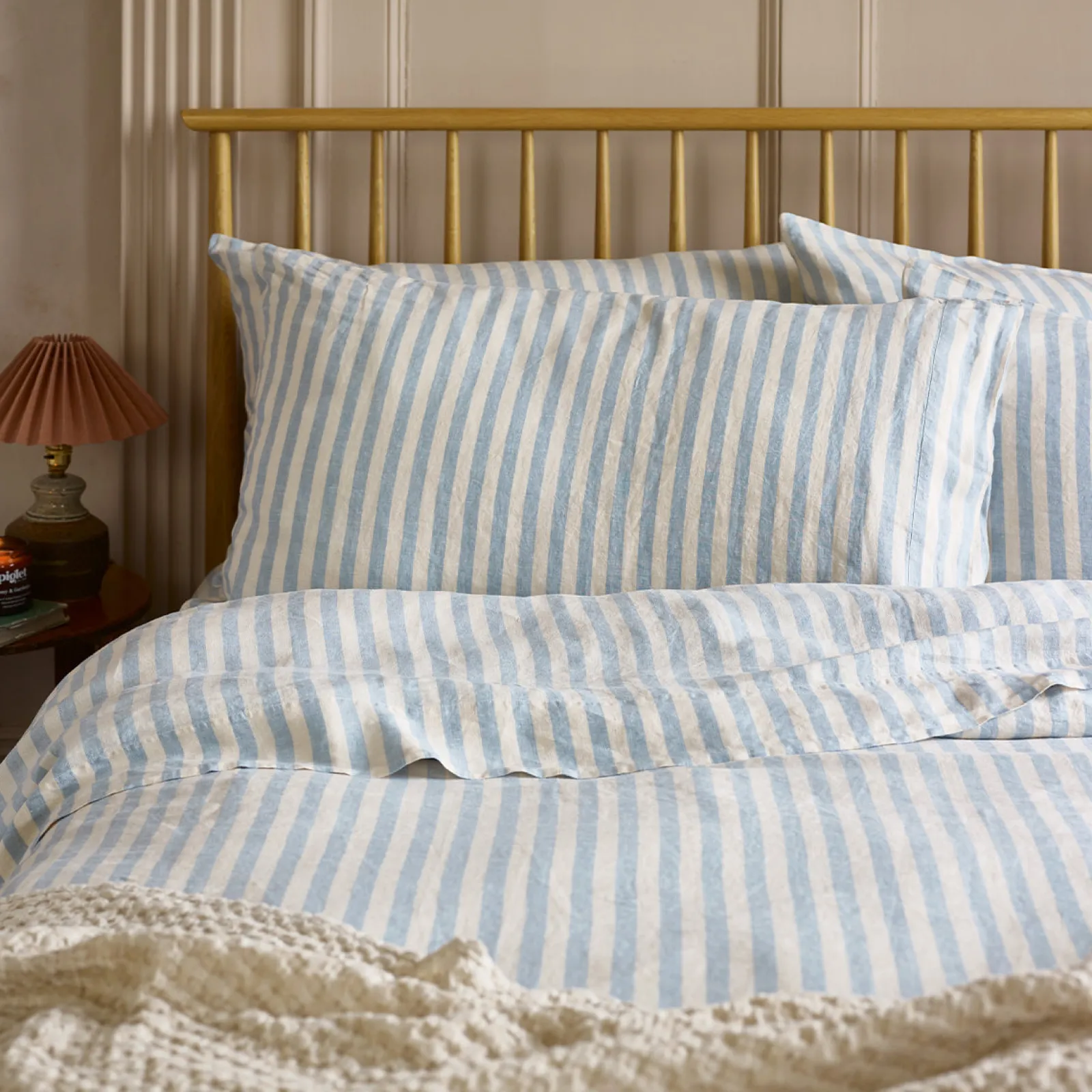 Outlet 100% Linen Pillowcases (Pair) Striped Bedding|Pillowcases