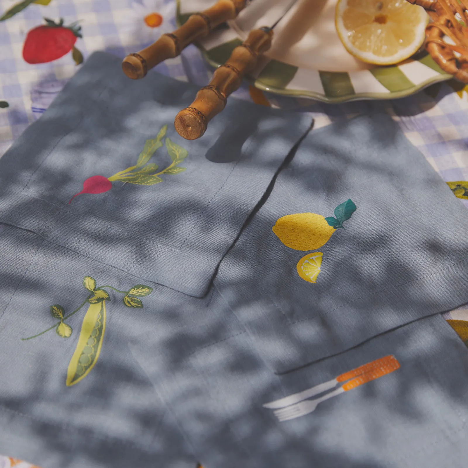 Embroidered Linen Coasters Set of 4 Table Linens