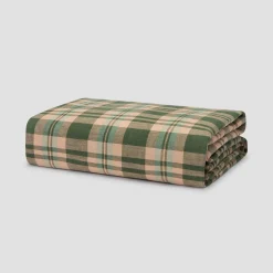 Hot Fern Green Dallington Plaid Linen Blend Duvet Cover Linen Bedding|Duvet Covers