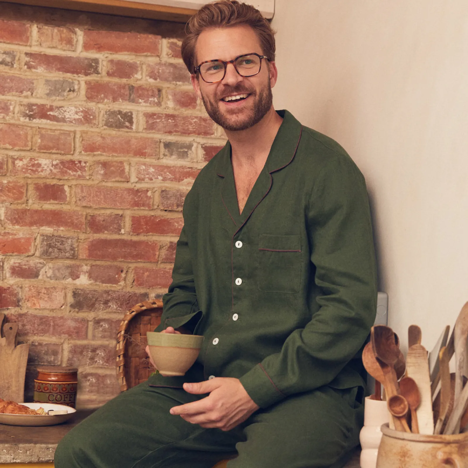 New Linen Tencel Men's Pajama Shirt Linen Pajamas