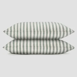Sale Linen Blend Pillowcase (Pair) Striped Bedding|Linen Bedding