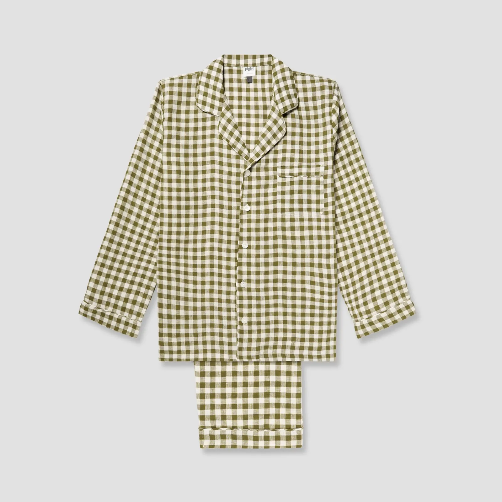 Sale Men's Linen Pajama Set Linen Pajamas|Gingham Pajamas