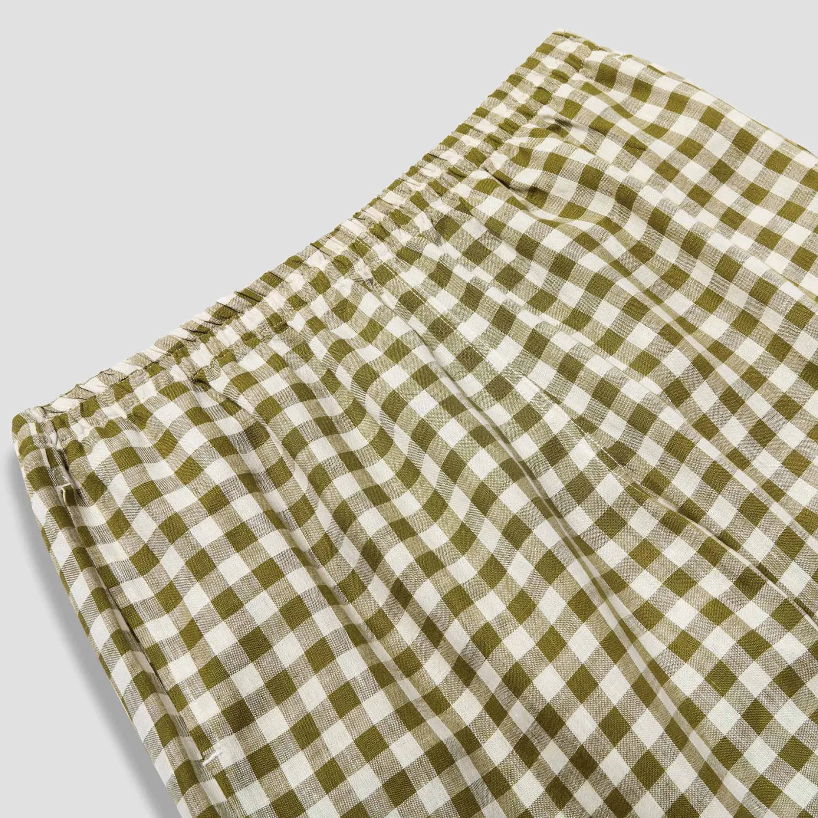 Outlet Men's Botanical Green Gingham Linen Pajama Pants Linen Pajamas|Gingham Pajamas