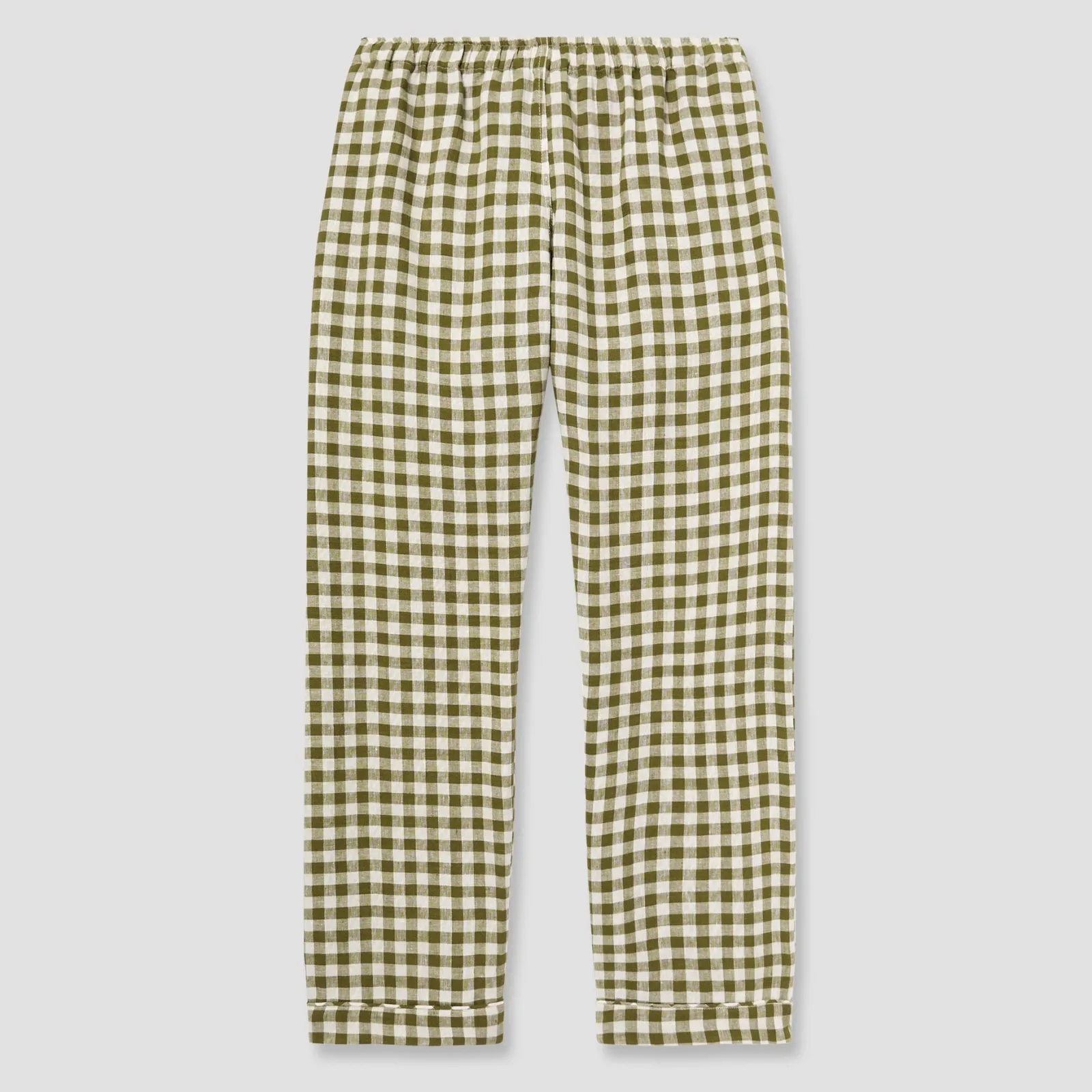 Outlet Men's Botanical Green Gingham Linen Pajama Pants Linen Pajamas|Gingham Pajamas