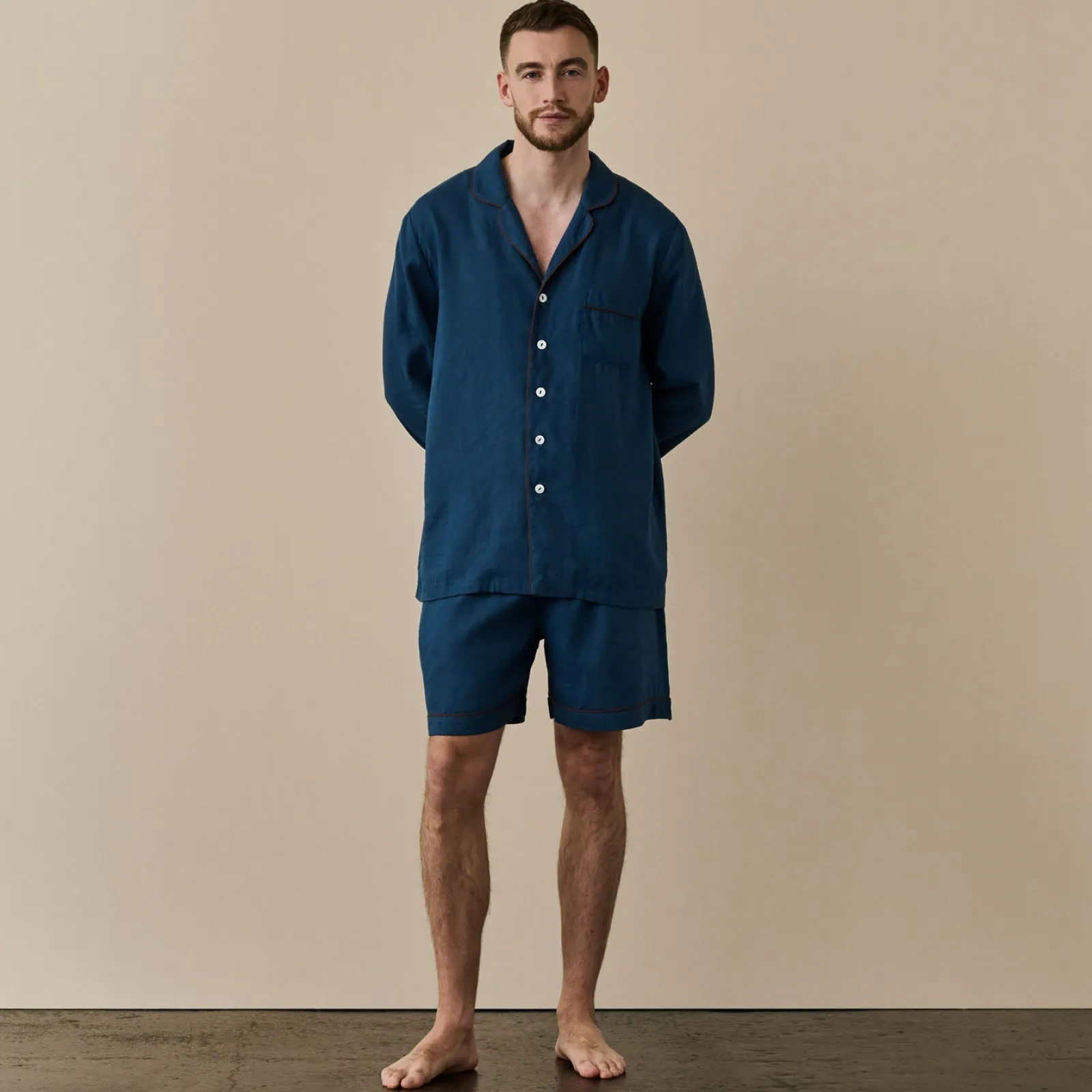 Outlet Men's Linen Pajama Short Set Linen Pajama Sets|Linen Pajamas