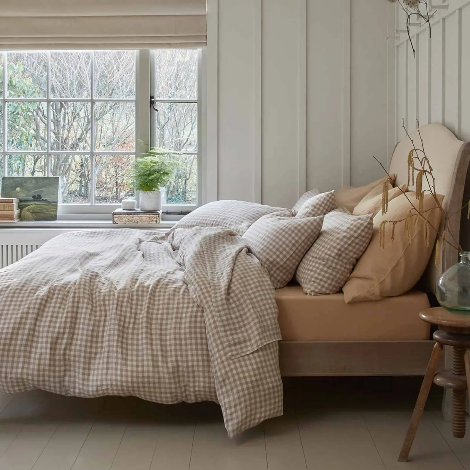 Sale 100% Linen Duvet Cover Gingham Bedding|Linen Bedding