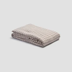 Sale 100% Linen Duvet Cover Gingham Bedding|Linen Bedding