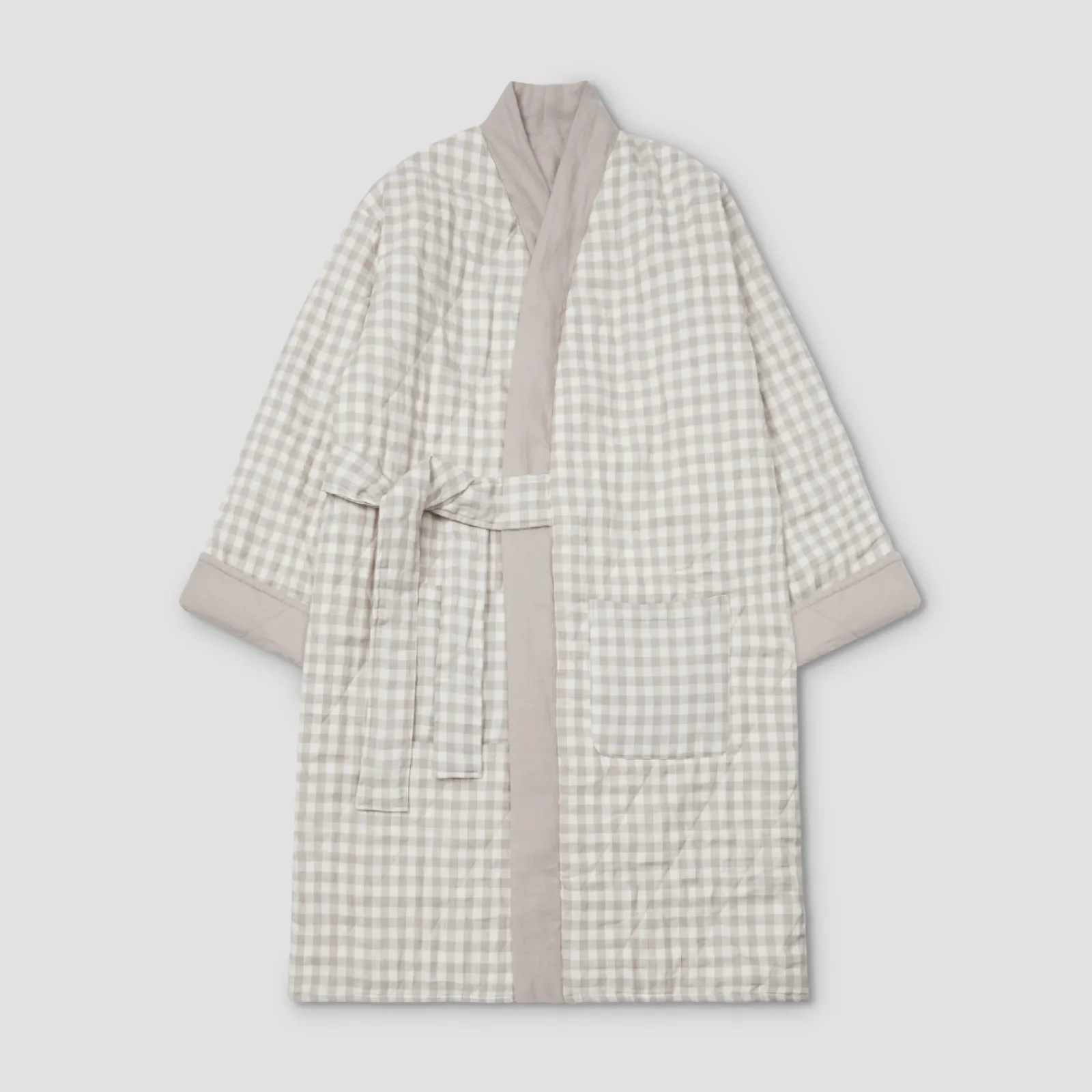 Mushroom Gingham Linen Housecoat Women Linen Pajamas|Linen Pajamas