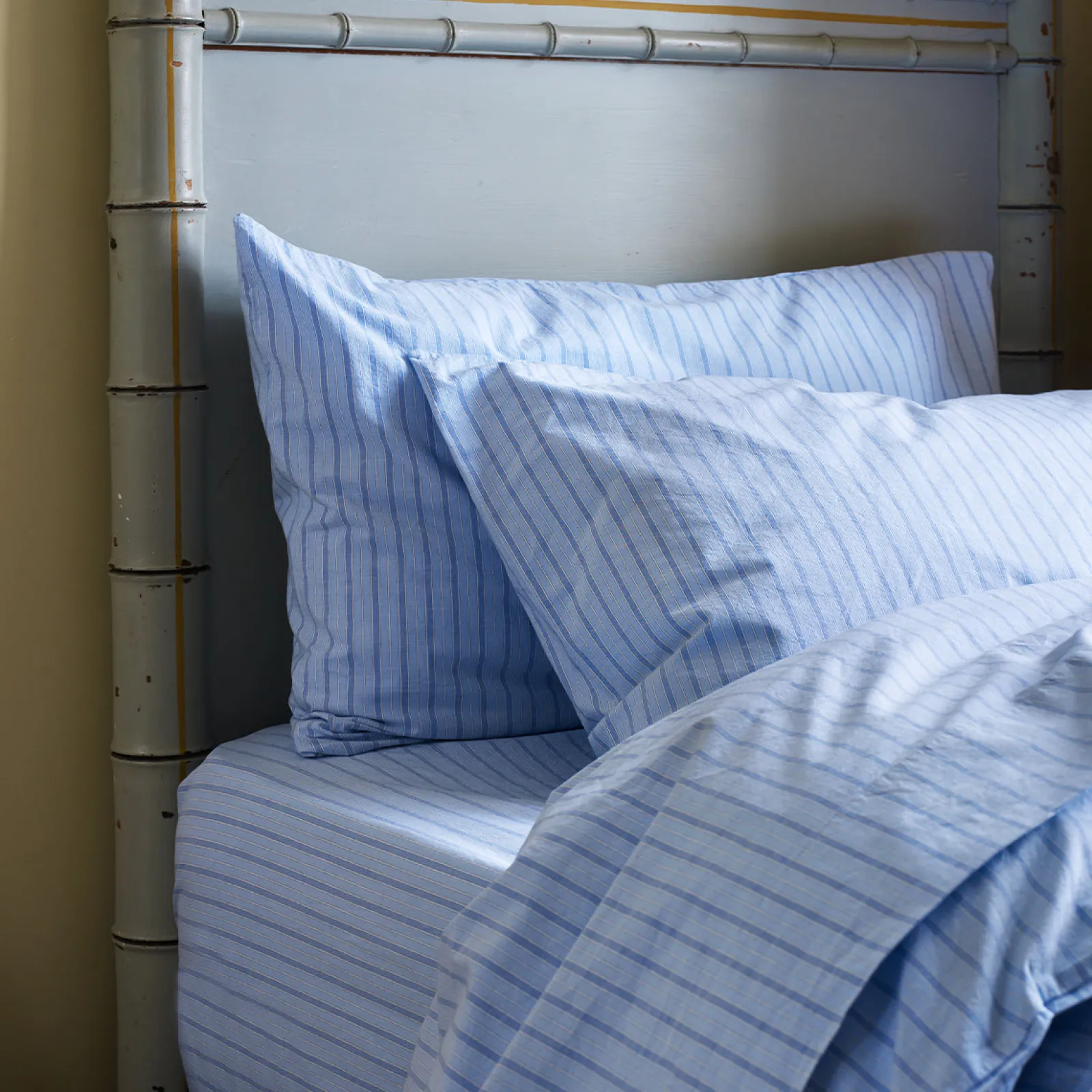 Pale Blue Favorite Shirt Stripe Cotton Pillowcases (Pair) Pillowcases|Striped Bedding
