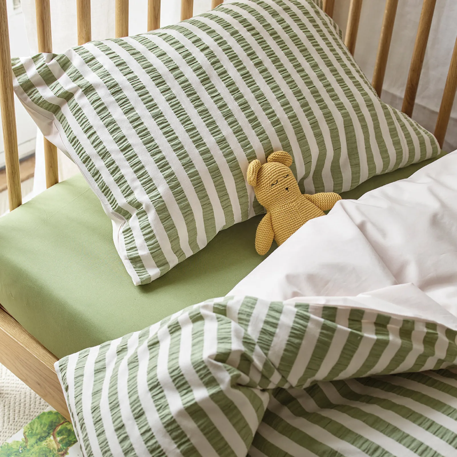 Online Pear Seersucker Kids Stripe Cotton Bedding Set Kids Striped Bedding|Kids Bedding