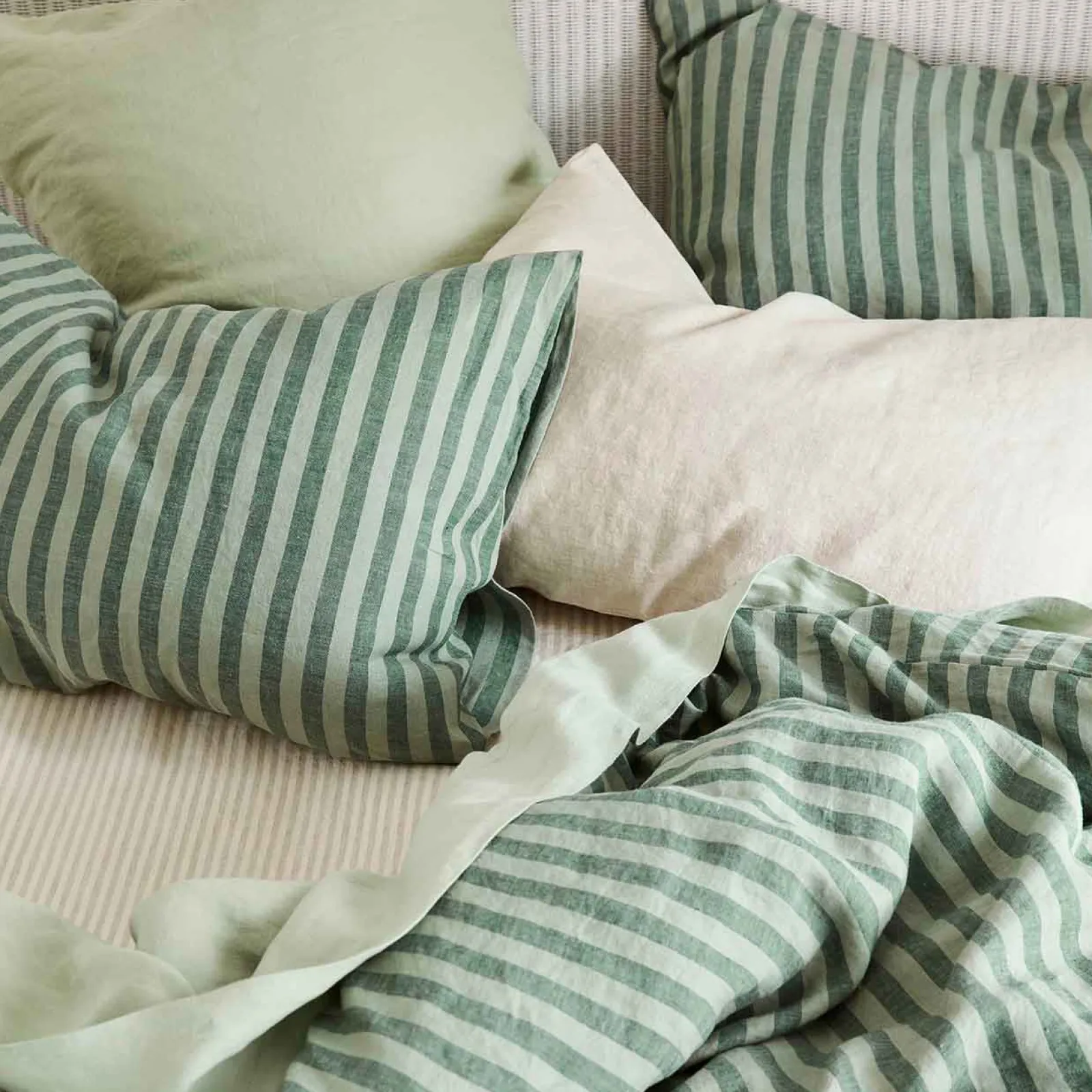 Hot Linen Blend Pillowcase (Pair) Striped Bedding|Linen Bedding