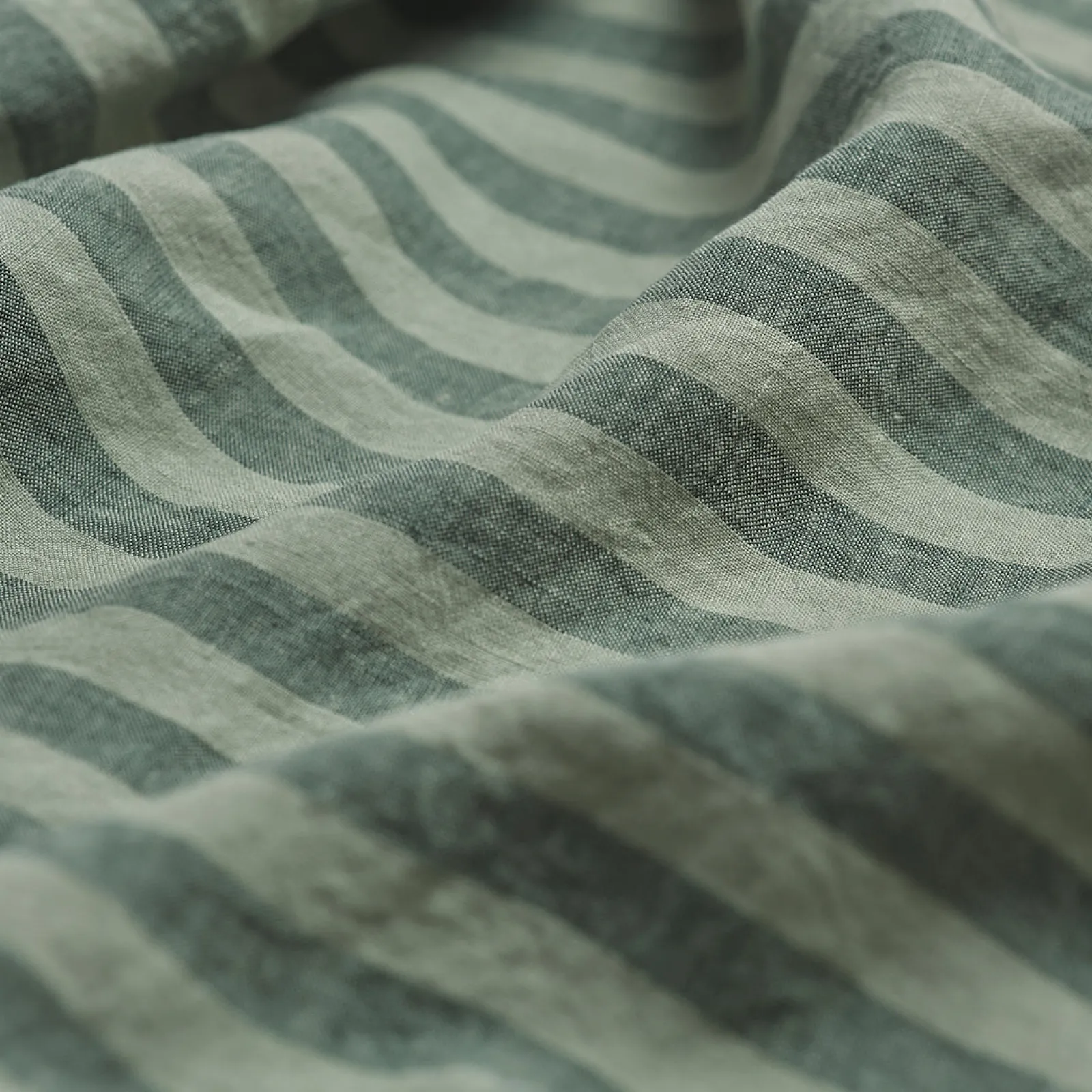 Online Pine Green Stripe 100% Linen Pillowcases (Pair) Striped Bedding|Linen Bedding