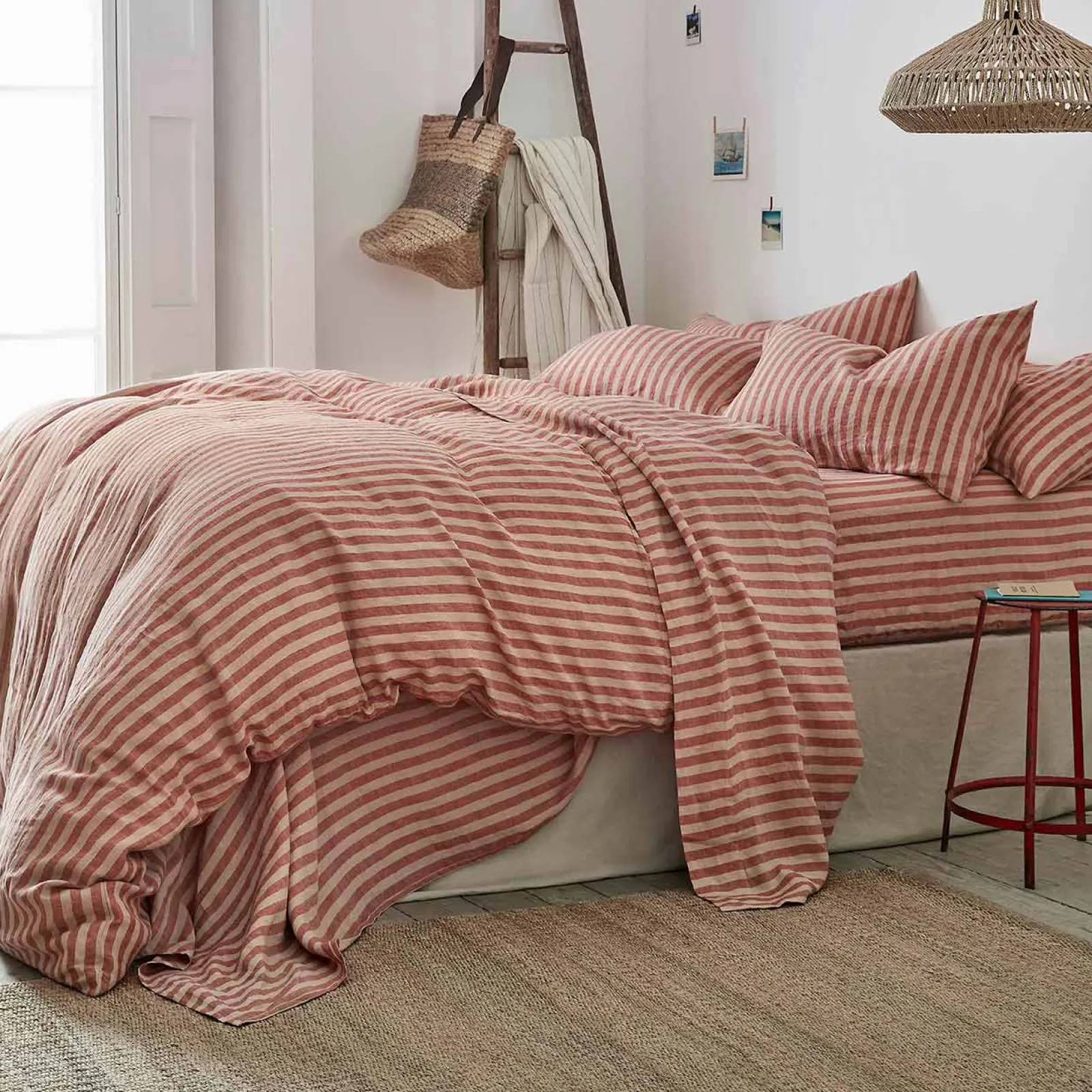 Linen Blend Pillowcase (Pair) Striped Bedding|Linen Bedding