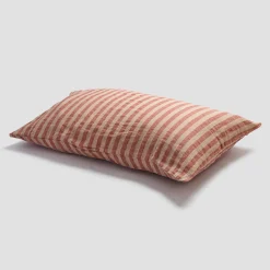 Online Sandstone Red Stripe 100% Linen Pillowcases (Pair) Striped Bedding|Pillowcases