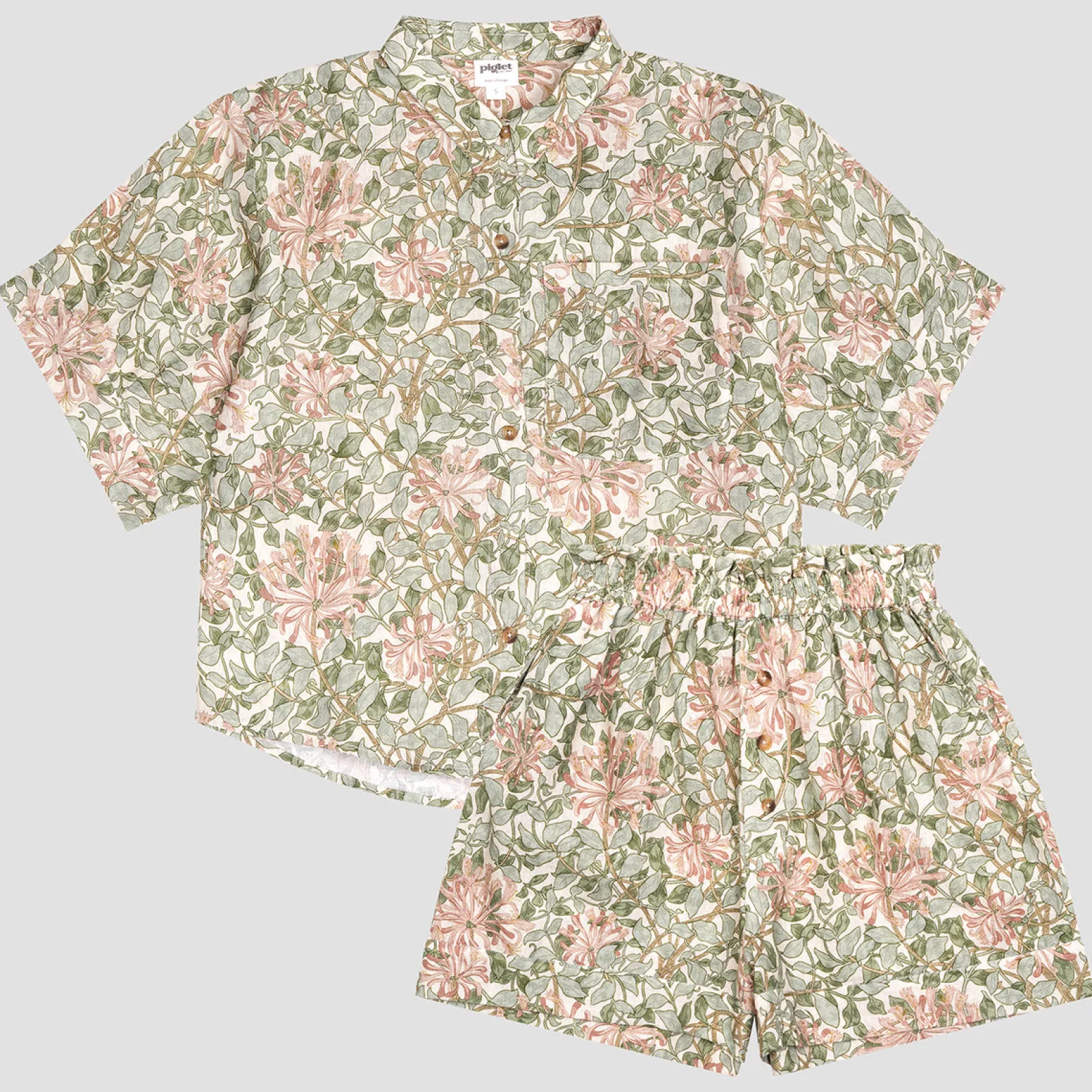 Hot Soft Sage Honeysuckle Linen Women’s Pajama Shorts Set Women Pajama Sets|Linen Pajamas