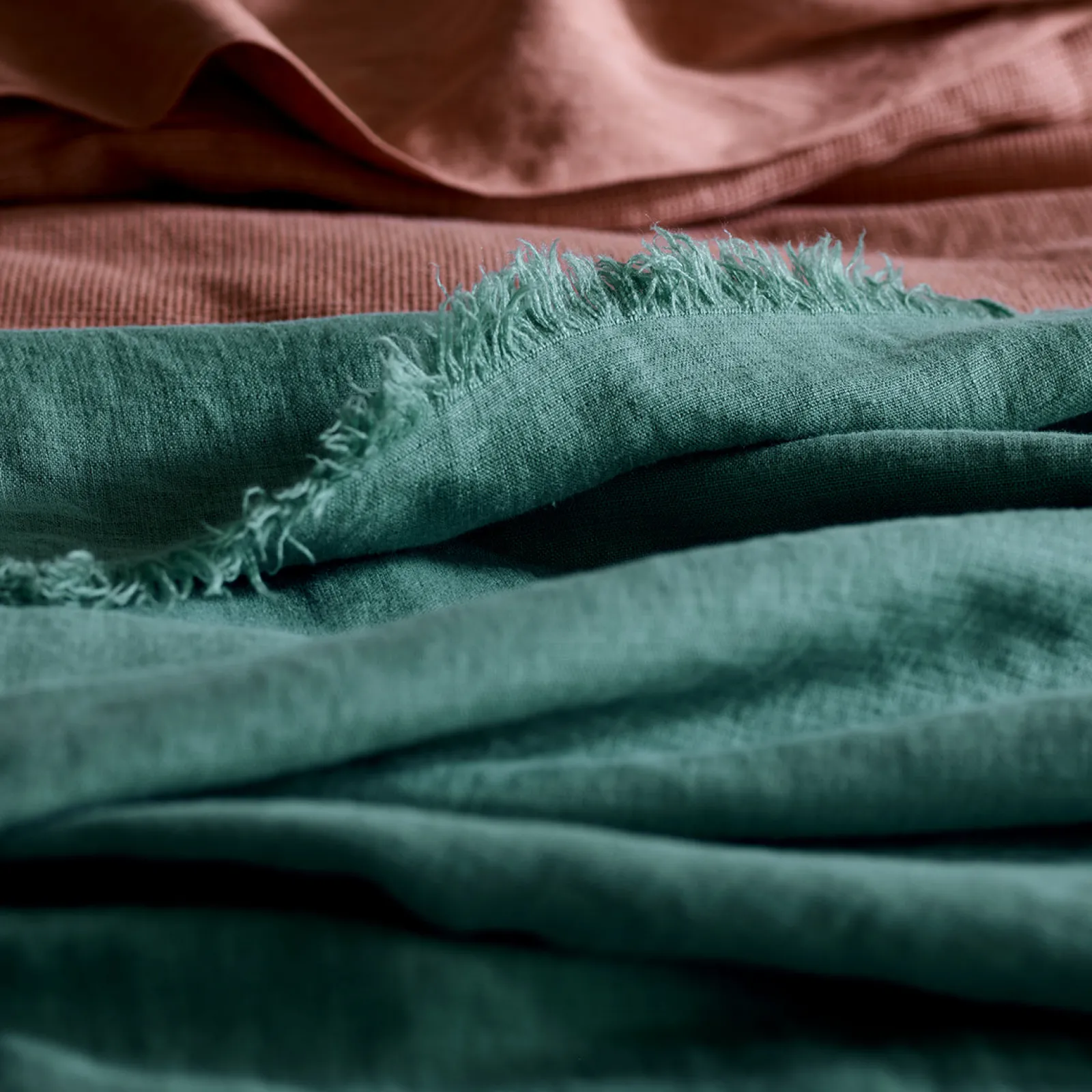 Tranquil Green Linen Crinkle Throw Blankets & Throws|Blankets & Throws