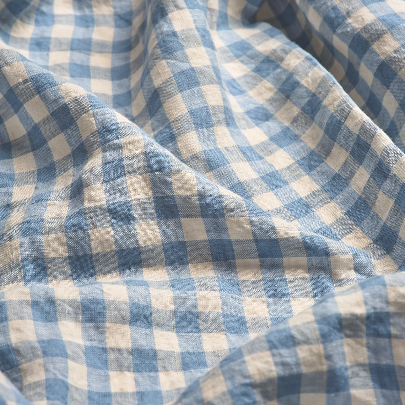 100% Linen Fitted Sheet Gingham Bedding|Linen Bedding
