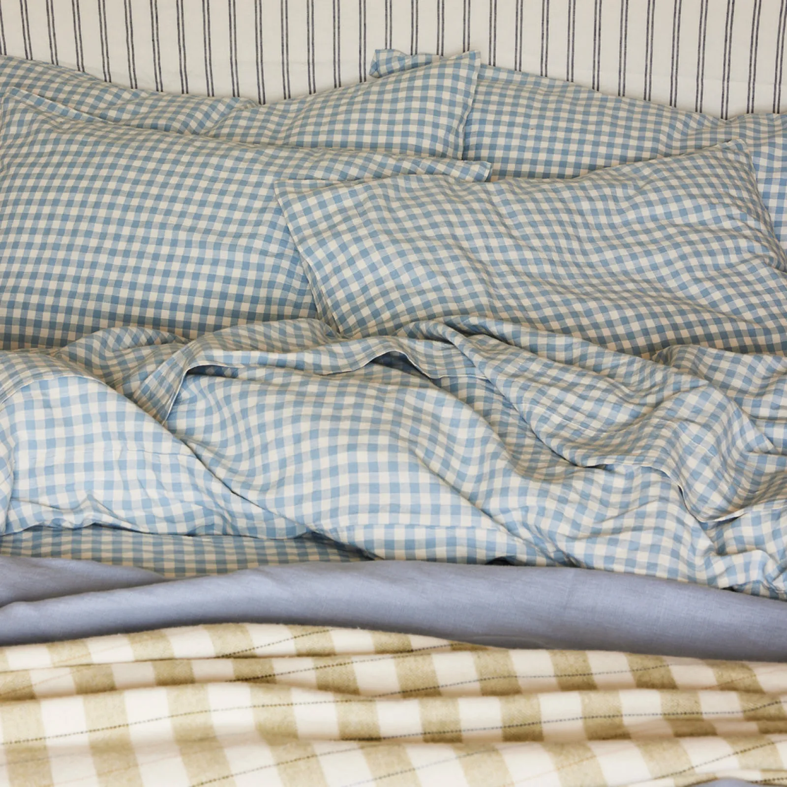 Discount Linen Blend Pillowcase (Pair) Gingham Bedding|Linen Bedding