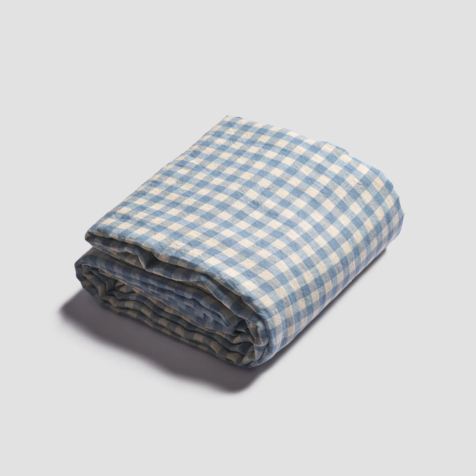 Outlet Linen Blend Flat Sheet Gingham Bedding|Linen Bedding